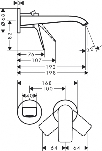 Hansgrohe Vivenis egykaros fali mosdócsaptelep, szálcsiszolt bronz 75050140