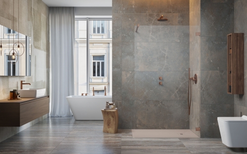 Radaway Essenza Pro 120 cm Walk-in zuhanyfal, szálcsiszolt réz 10103120-93-01