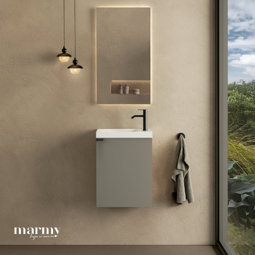 Marmy CODE 40x22x50 JOBBOS függ. alsószekrény, 1 ajtó, laminált (mosdó nélkül) Dark Taupe 20 12 01 04 12 74