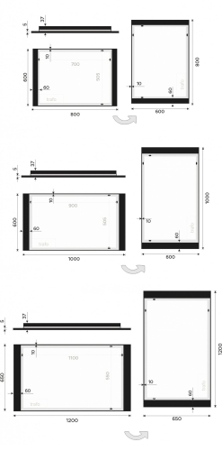 Roltechnik NIMCO 80x60 cm LED tükör érintésérzékelővel, matt fekete ZPC 41003V-90