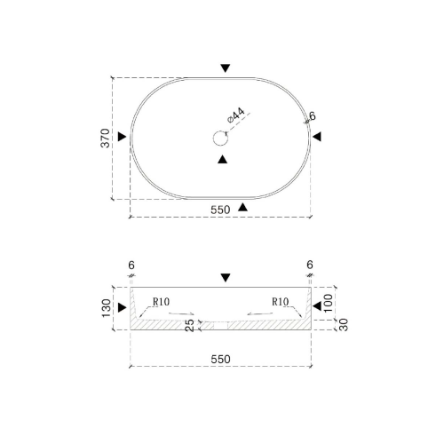 Sapho BLOK 55x37cm kőmosdó, matt marquin 2401-51