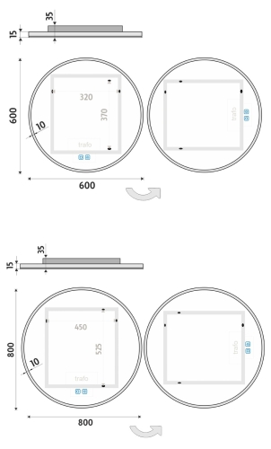 Roltechnik NIMCO 60 cm LED tükör érintésérzékelővel ZP 26000RV