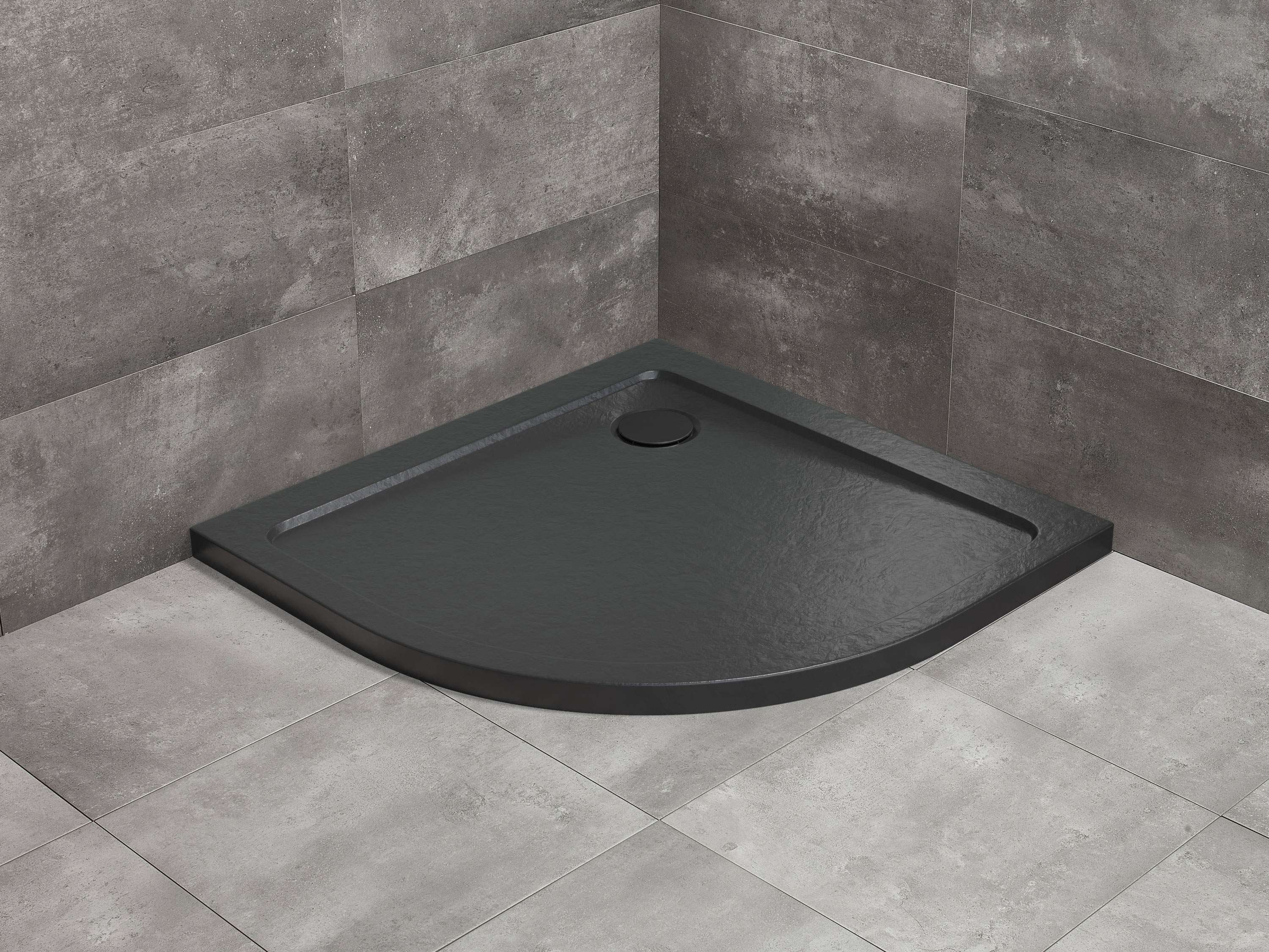 Radaway Doros Stone A 90x90 cm íves zuhanytálca, fekete SDRA9090-01-54S