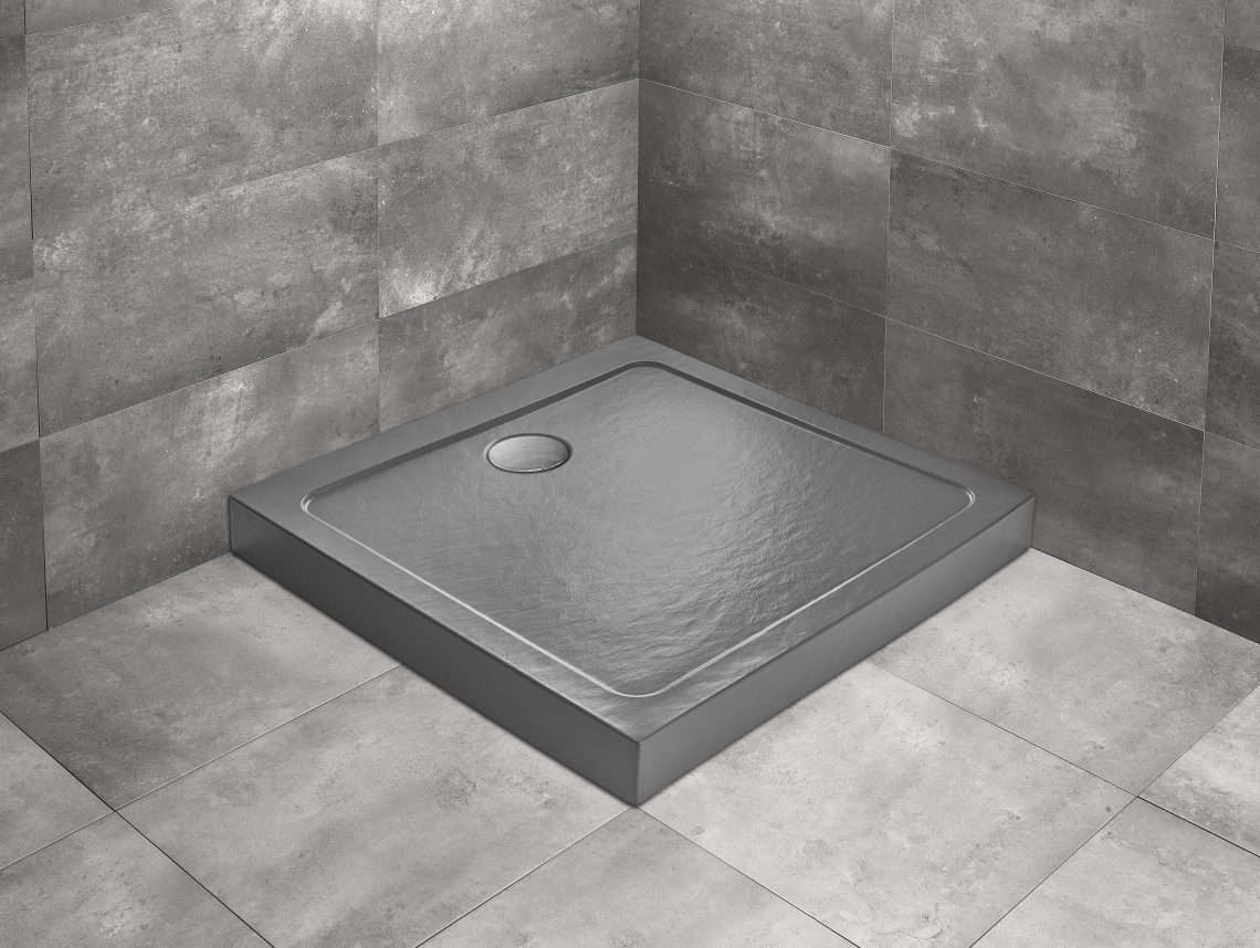 Radaway Doros Stone C 80x80 cm zuhanytálca előlappal, antracit SDRC8080-05-64S