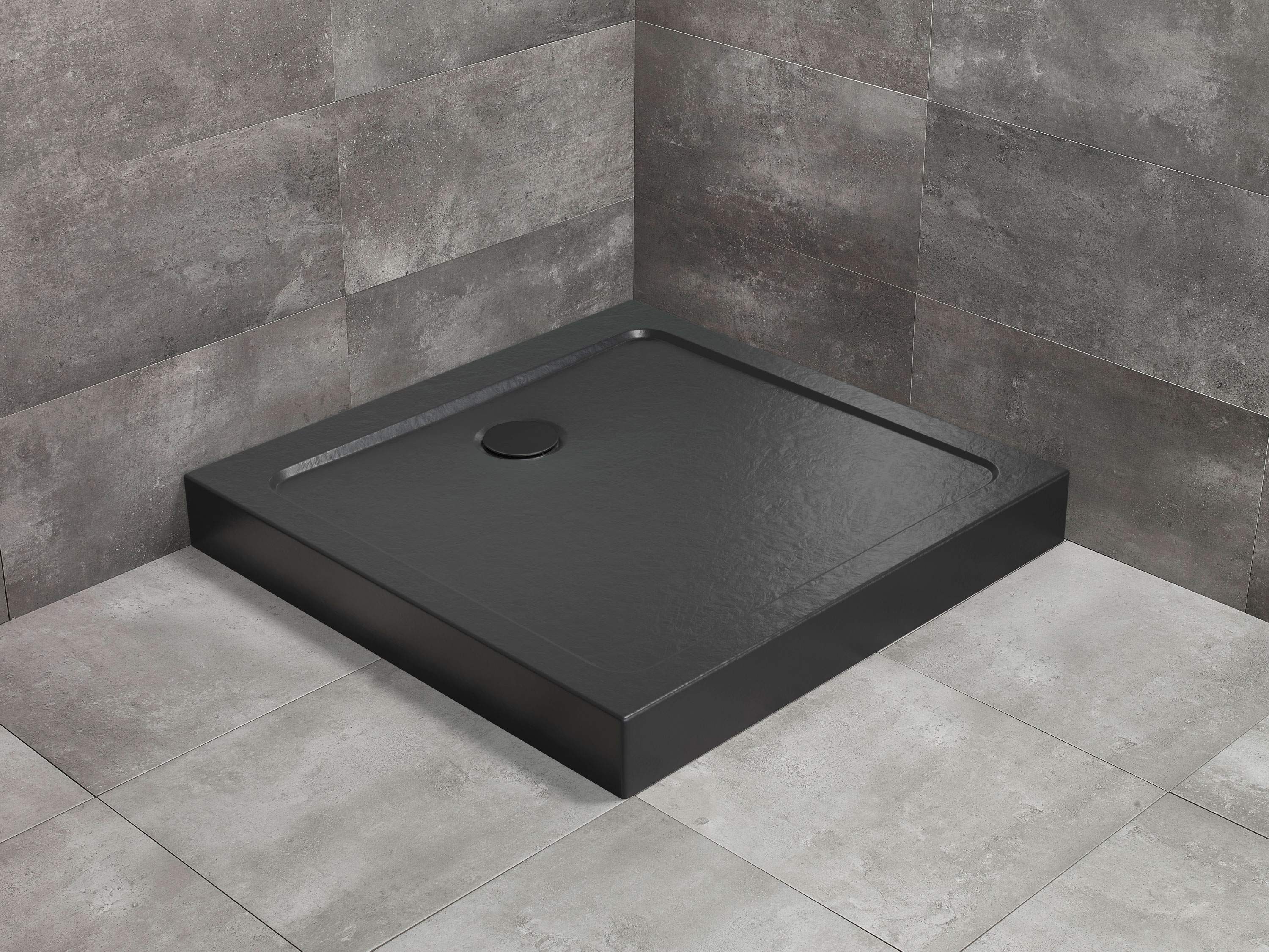 Radaway Doros Stone C 90x90 cm zuhanytálca előlappal, fekete SDRC9090-05-54S