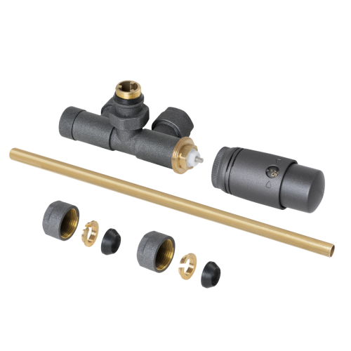 Invena lándzsás termo radiátor szelep egyenes/sarok csatl. jobb/bal, grafit CZ-87-G15-A