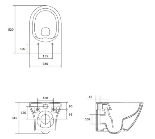 Cersanit Larga perem nélküli wc csésze lassú záródású ülőkével, matt fehér S701-608