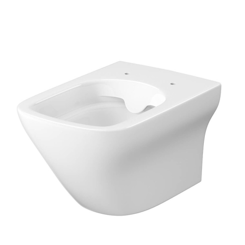 Cersanit Larga szögletes perem nélküli fali wc lassú záródású ülőkével, matt fehér S701-609