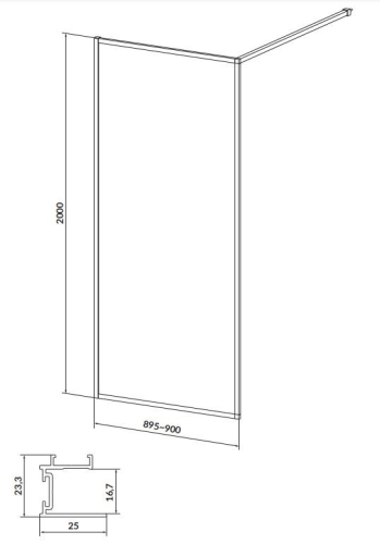 Cersanit Larga walk-in zuhanyfal 90 cm, matt fekete S932-138