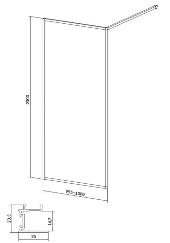 Cersanit Larga walk-in zuhanyfal 100 cm, króm S932-136
