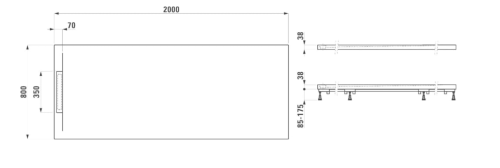Laufen Pro S 200x80 cm Marbond zuhanytálca, antracit H2111880780001
