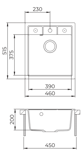 EVIDO Easy 45 gránit mosogató, 515 x 460 mm, platina 442124