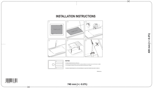 EVIDO Easy 45S gránit mosogató, 760 x 440 mm, avena 105981