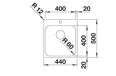 BLANCO SUPRA 400-IF/A fényezett exc.n. R12 Rozsdamentes Mosogató 526352
