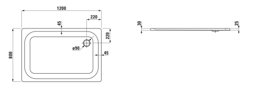 Laufen Platina 120x80 cm extra lapos zuhanytálca, matt fehér H2150057570401