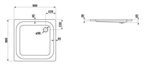 Laufen Platina 90x90 cm zuhanytálca, fehér H2150120000401