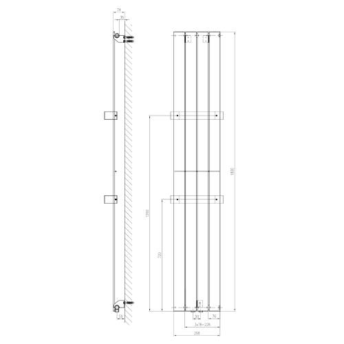 Sapho COLONNA 298x1800 mm fürdőszobai radiátor, bézs IR142S