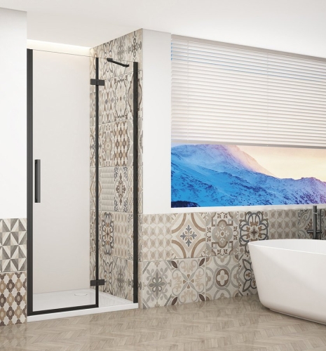 Sapho TRINITY BLACK 80 cm jobbos zuhanyajtó transzparent üveggel, matt fekete GT1280CR-B