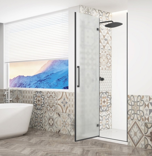 Sapho TRINITY BLACK 100 cm balos zuhanyajtó matt üveggel, matt fekete GT1210ML-B