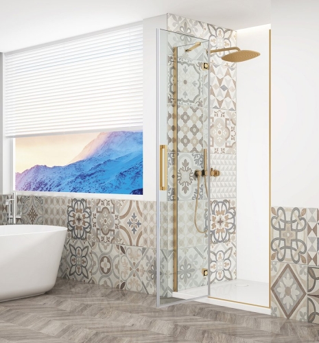 Sapho TRINITY GOLD 110 cm balos zuhanyajtó transzparent üveggel, matt arany GT1211CL-G