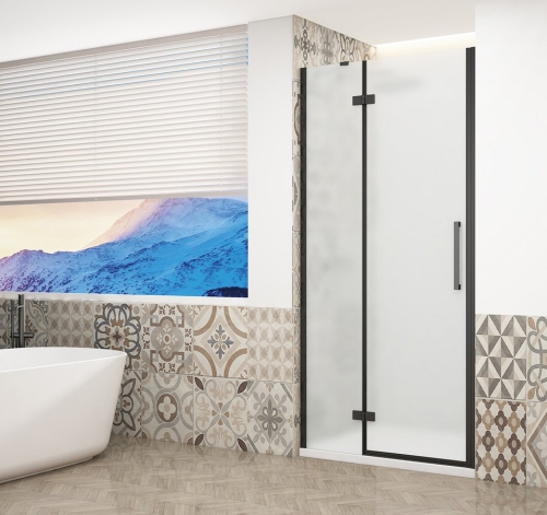 Sapho TRINITY BLACK 110 cm balos zuhanyajtó matt üveggel, matt fekete GT1211ML-B