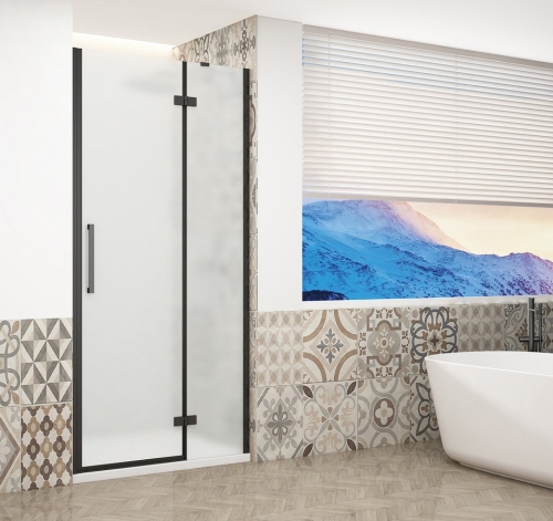 Sapho TRINITY CHROME 120 cm jobbos zuhanyajtó matt üveggel, matt fekete GT1212MR-B