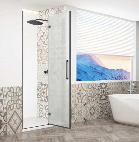 Sapho TRINITY CHROME 120 cm jobbos zuhanyajtó matt üveggel, matt fekete GT1212MR-B