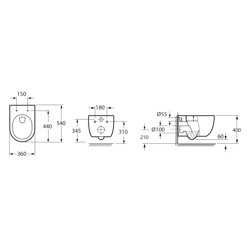 Sapho BRUCKNER GLANZ Vortex fali WC, fehér 201.336.4