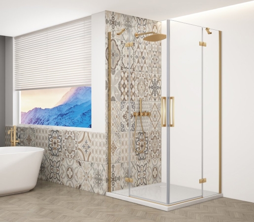 Sapho TRINITY GOLD 90x90 cm zuhanykabin transzparent üveggel, matt arany GT2290-90C-G
