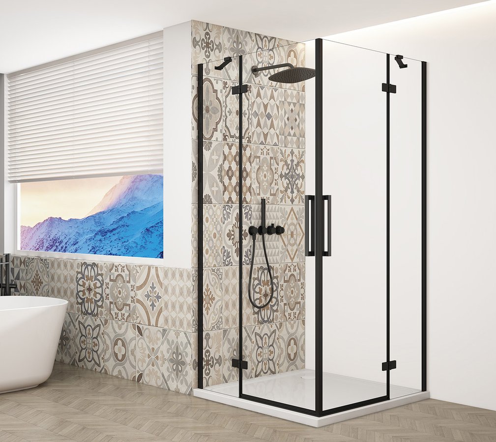 Sapho TRINITY BLACK 100x100 cm zuhanykabin transzparent üveggel, matt fekete GT2210-10C-B