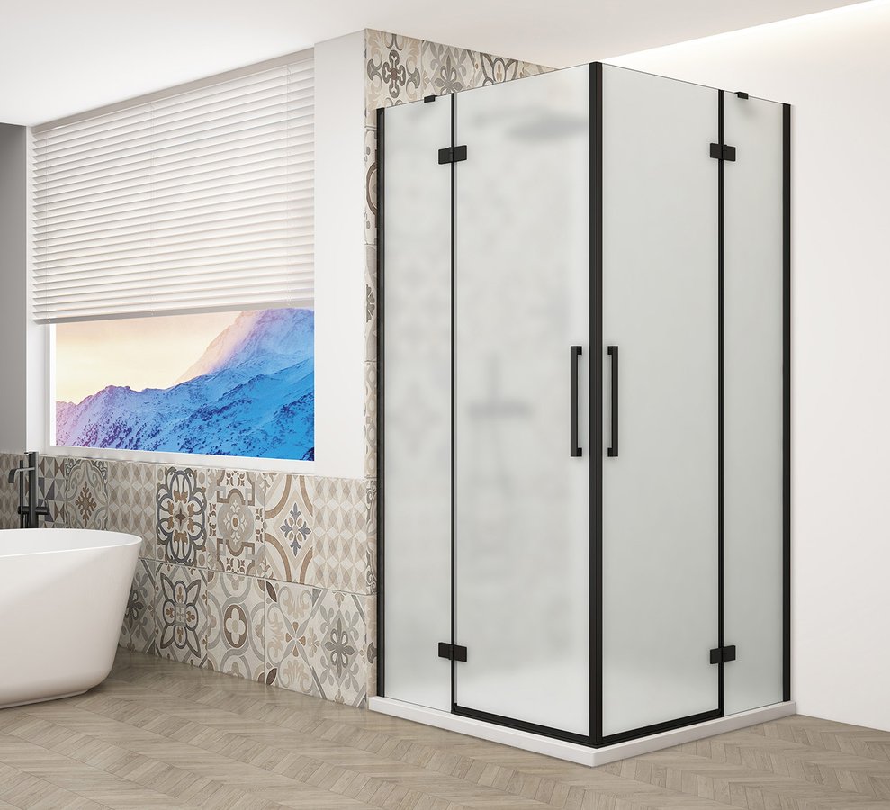 Sapho TRINITY BLACK 100x100 cm zuhanykabin matt üveggel, matt fekete GT2210-10M-B