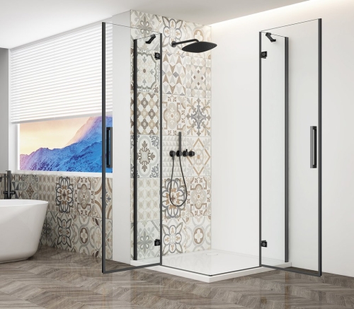 Sapho TRINITY BLACK 80x90 cm zuhanykabin transzparent üveggel, matt fekete GT2280-90C-B