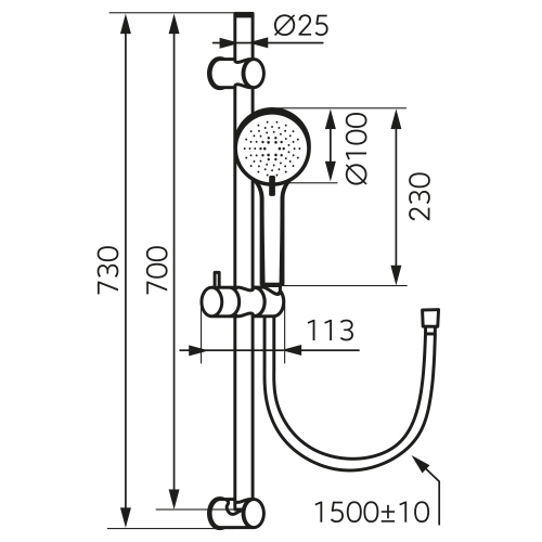 Ferro Rillo zuhanyszett, gun metal N365GM