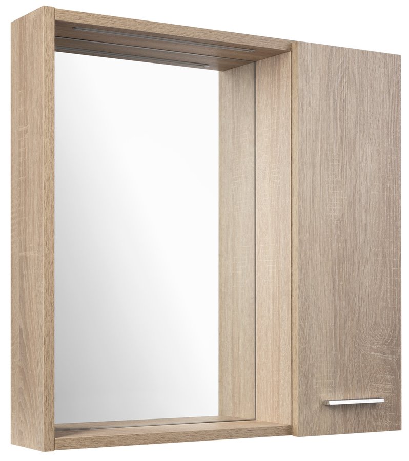 Sapho AQUALINE ZOJA 60x60 cm jobbos tükrösszekrény LED világítással, tölgy 45028S