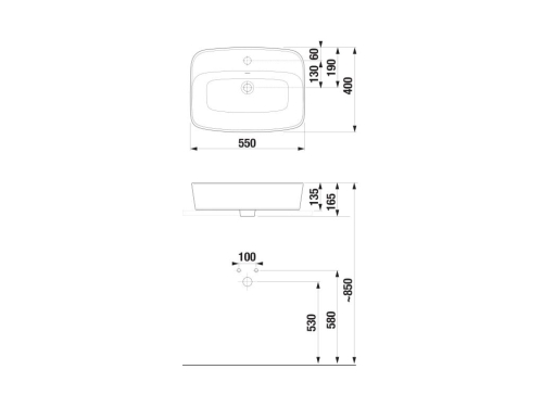 Jika Lyra Plus pultra építhető mosdó túlfolyó nélkül 54x40 cm, fehér H8183820001121