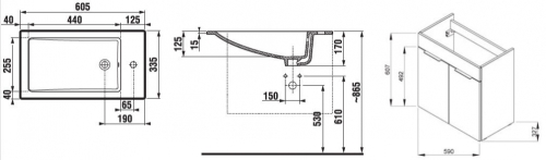 Jika Cube alsószekrény 60x34 cm-es mosdóval, kőris H4536311765141