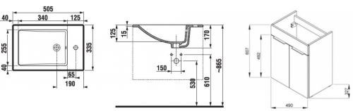 Jika Cube alsószekrény 50x34 cm-es mosdóval, matt antracit H4536411763521