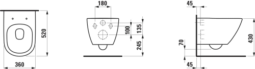 Laufen Lua rimless csendes öblítésű fali wc, matt fehér H8210807570001