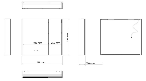 Kielle Arkas I fürdőszobai tükrös szekrény LED világítással, páramentesítővel és USB porttal, 80x70x13 cm, fehér 50111810