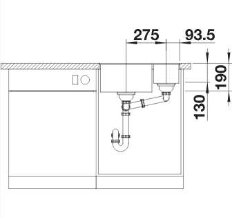 BLANCO SUBLINE 340/160-F munkalap szintjébe építhető gránit mosogató, vulkánszürke 527344