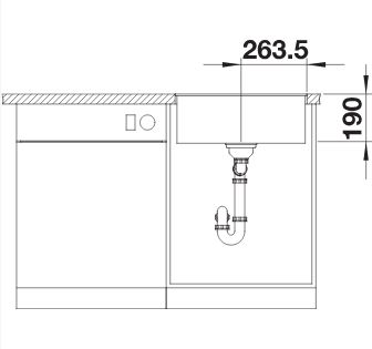 BLANCO SUBLINE 500-F munkalap szintjébe építhető gránit mosogató, fekete 525994
