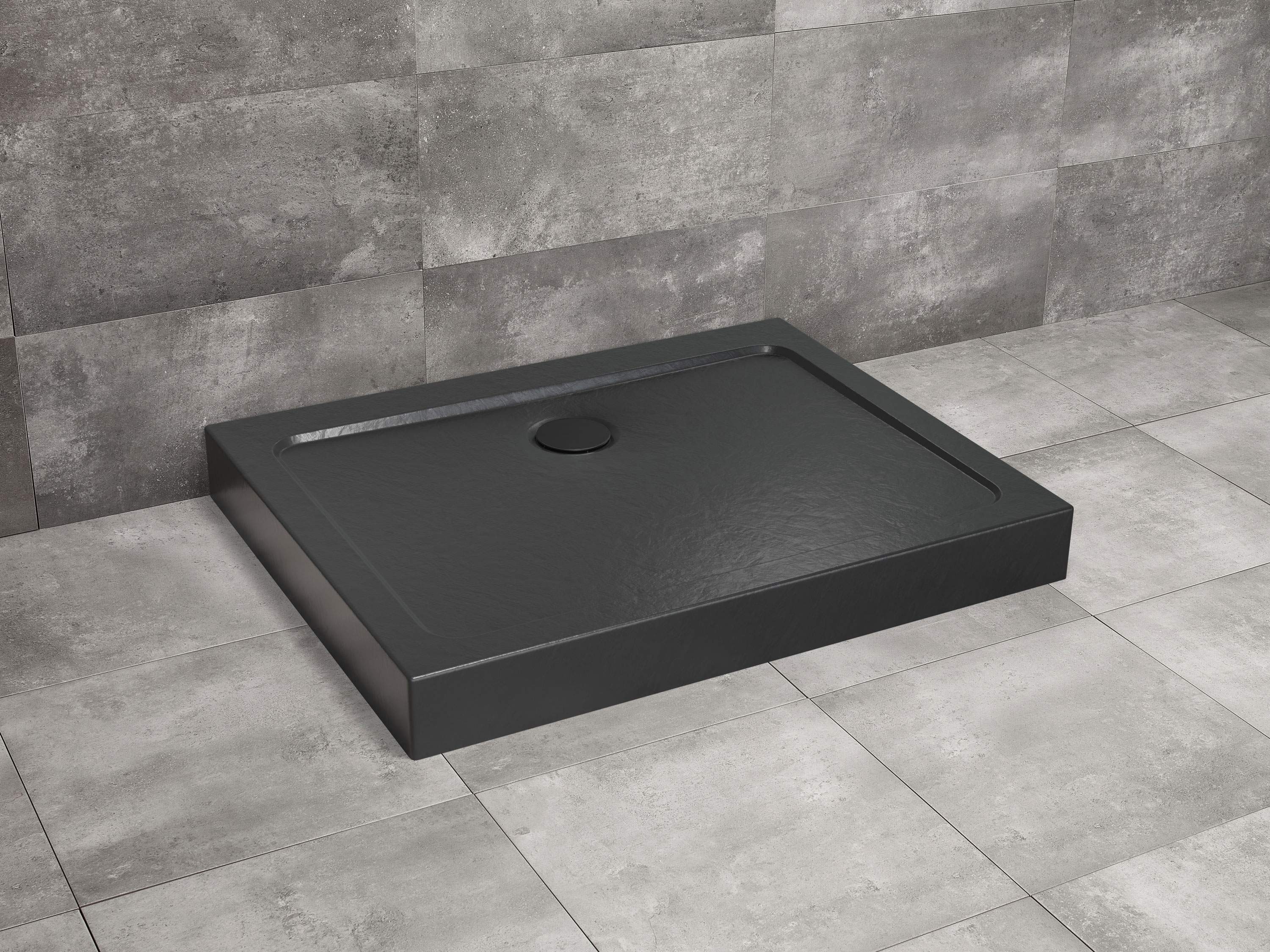 Radaway Doros Stone D 90x80 cm zuhanytálca előlappal, fekete SDRD9080-05-54S