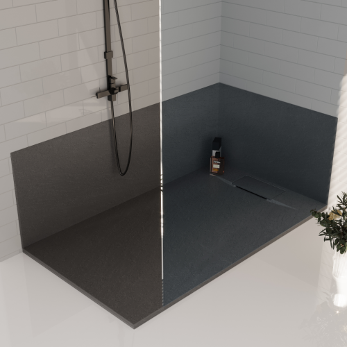 Invena ALVERO zuhanytálca SMC 90x90 cm szifonnal, fekete AK-7C-909-H