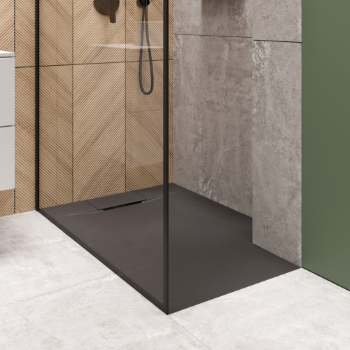 Invena ALVERO zuhanytálca SMC 90x110 cm szifonnal, fekete AK-7C-911-H