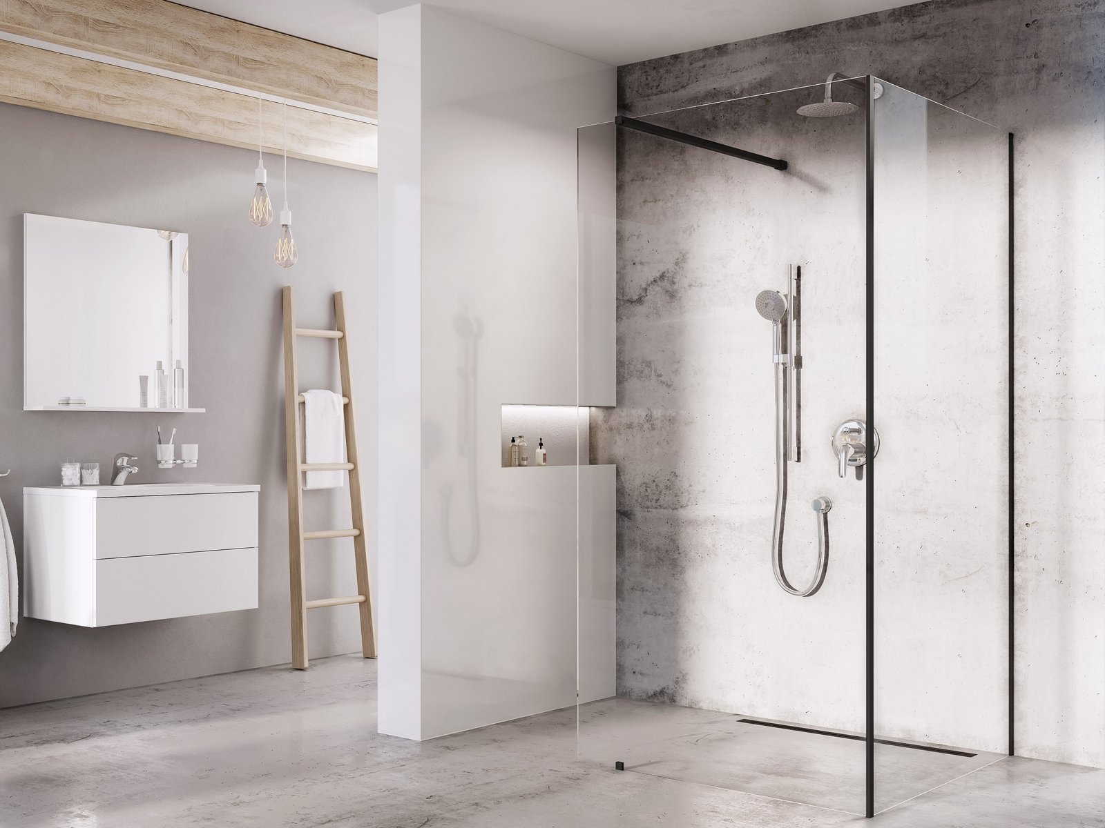 Ravak Corner 110x80 cm Walk-In zuhanykabin Transparent üveggel, fekete GW1CD430SZ1