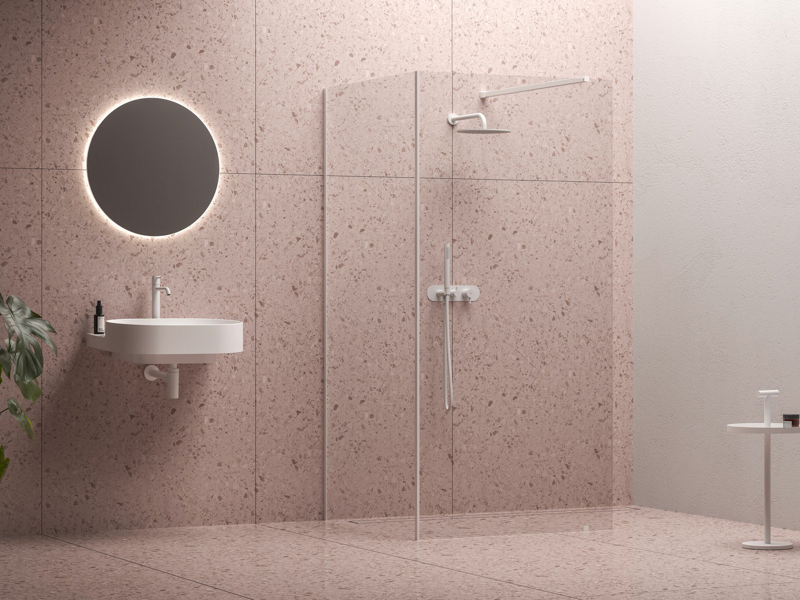 Ravak Corner 110x80 cm Walk-In zuhanykabin Transparent üveggel, matt fehér GW1CD4E0SZ1