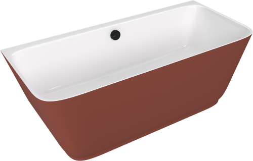 Sapho POLYSAN SKYLLA 169x75 cm szabadon álló öntöttmárvány kád, fehér/matt barna 72430.72