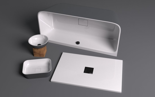 Sapho POLYSAN SKYLLA 169x75 cm szabadon álló öntöttmárvány kád, fehér/matt antracit 72430.52