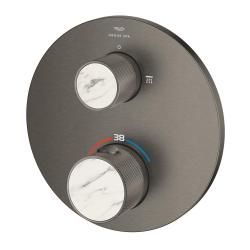 Grohe Atrio Private Collection termosztatikus zuhanycsaptelep 2 kimenethez, beépített elzáró/váltó szeleppel, gombbal, brushed hard graphite 24396AL0