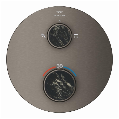 Grohe Atrio Private Collection termosztatikus zuhanycsaptelep 2 kimenethez, beépített elzáró/váltó szeleppel, gombbal, brushed hard graphite 24396AL0